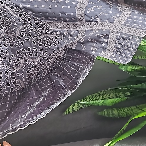 Johnny Was Plaid Ruffle Blouse in Graphite - Picture 5 of 8